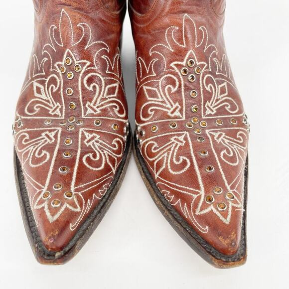 Old Gringo Cognac Milagros Cross Crystal Embellished Western Cowgirl Boot size 8 - Picture 6 of 10